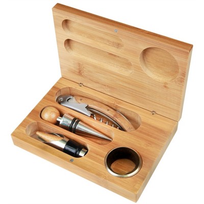 4-Piece Wine Tool Set - Bamboo
