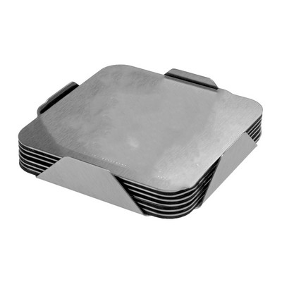6 Piece Square Coaster Set with Stand