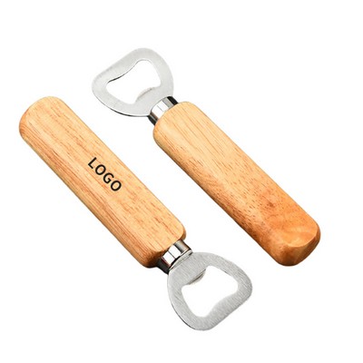 Wooden Handle Stainless Steel Bottle Opener With A Grip