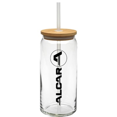 20 Oz. Tall Boy Glass with Bamboo Lid