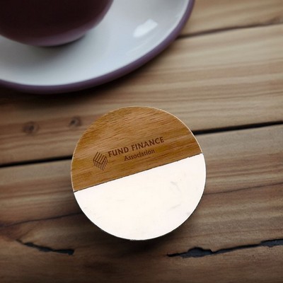 Marble And Wood Coaster - Round